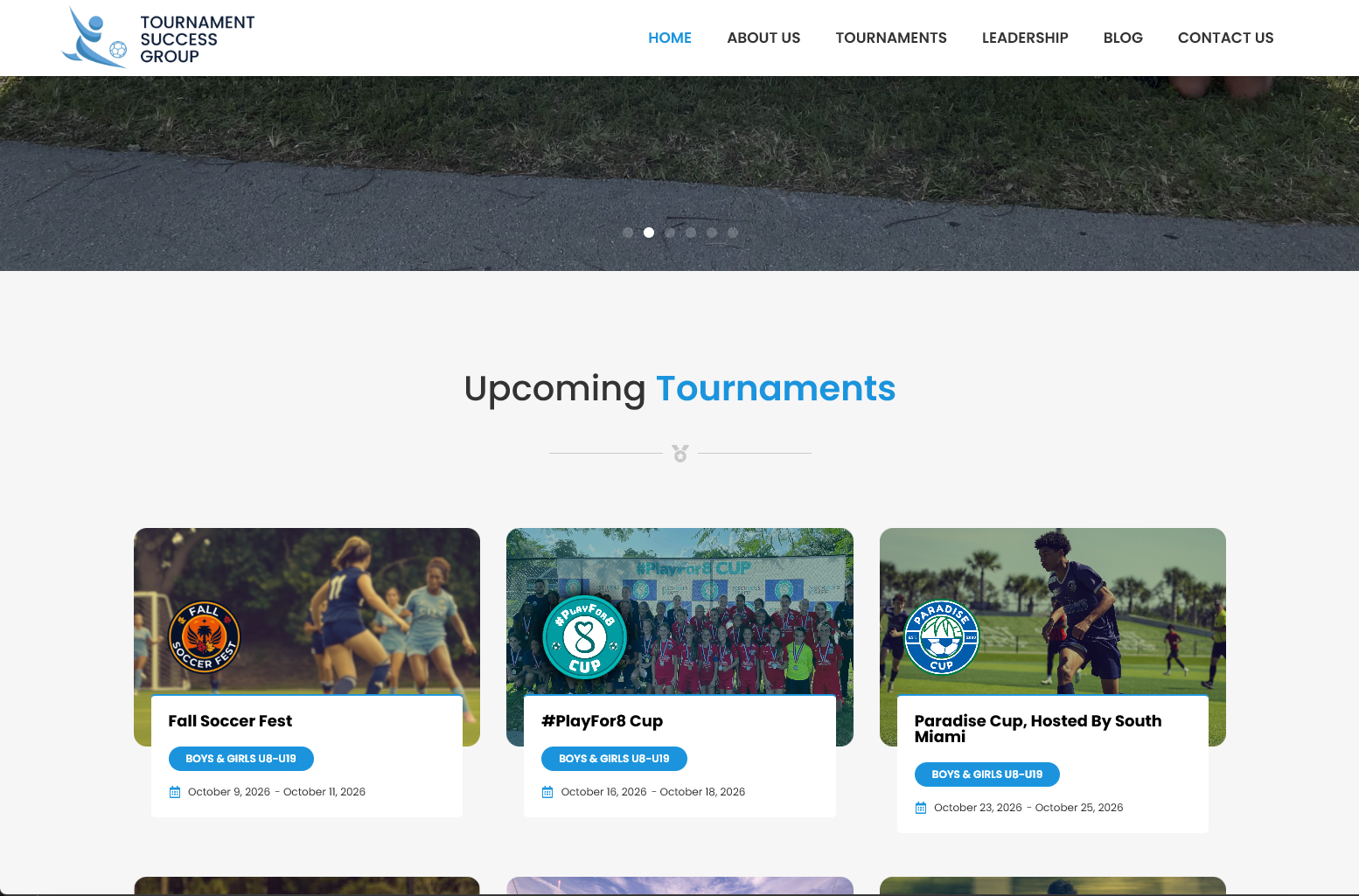 Tournament Success Group website screenshot